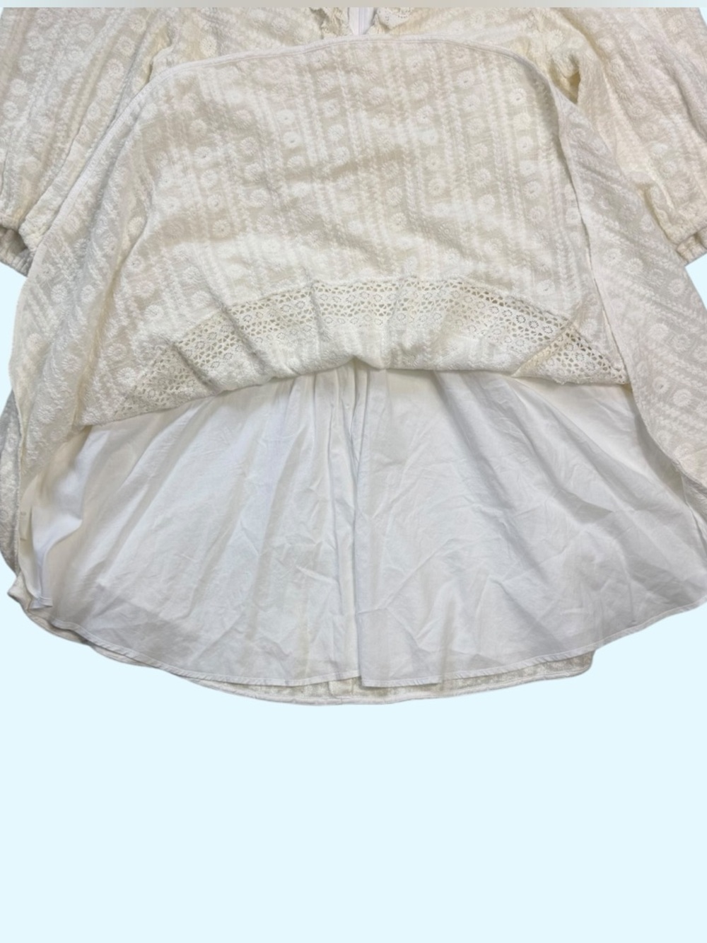 Sandro Gianni Embroidered Lace Ruffle Mini Dress Ecru Off-white Size 10 - Picture 11 of 15